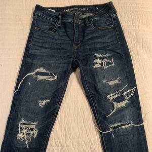 American eagle dark wash jeans ripped